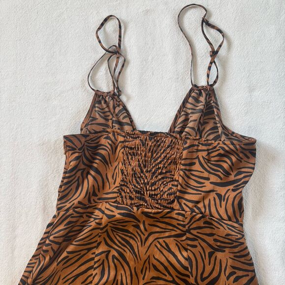 Zara Satin Tiger Print Slip Dress With Side Zipper XS - Picture 5 of 6